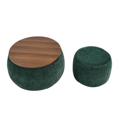 2-in-1 Round Ottoman End Table