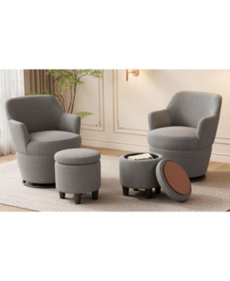  360 Swivel Accent Chair with Ottoman & Nail Trim