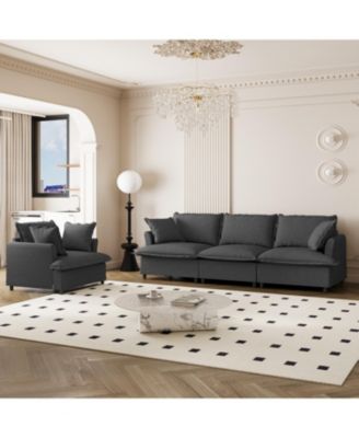 Streamdale 2-Piece Chenille Sofa Set with Pillows 3-Seater Sofa & Armchair