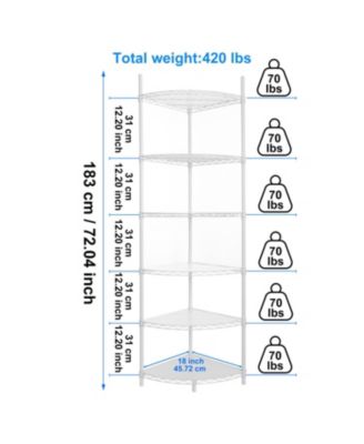 6-Tier Corner Wire Shelf - White