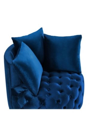 Contemporary Upholstered Tufted Leisure Chair Accent Chair Navy