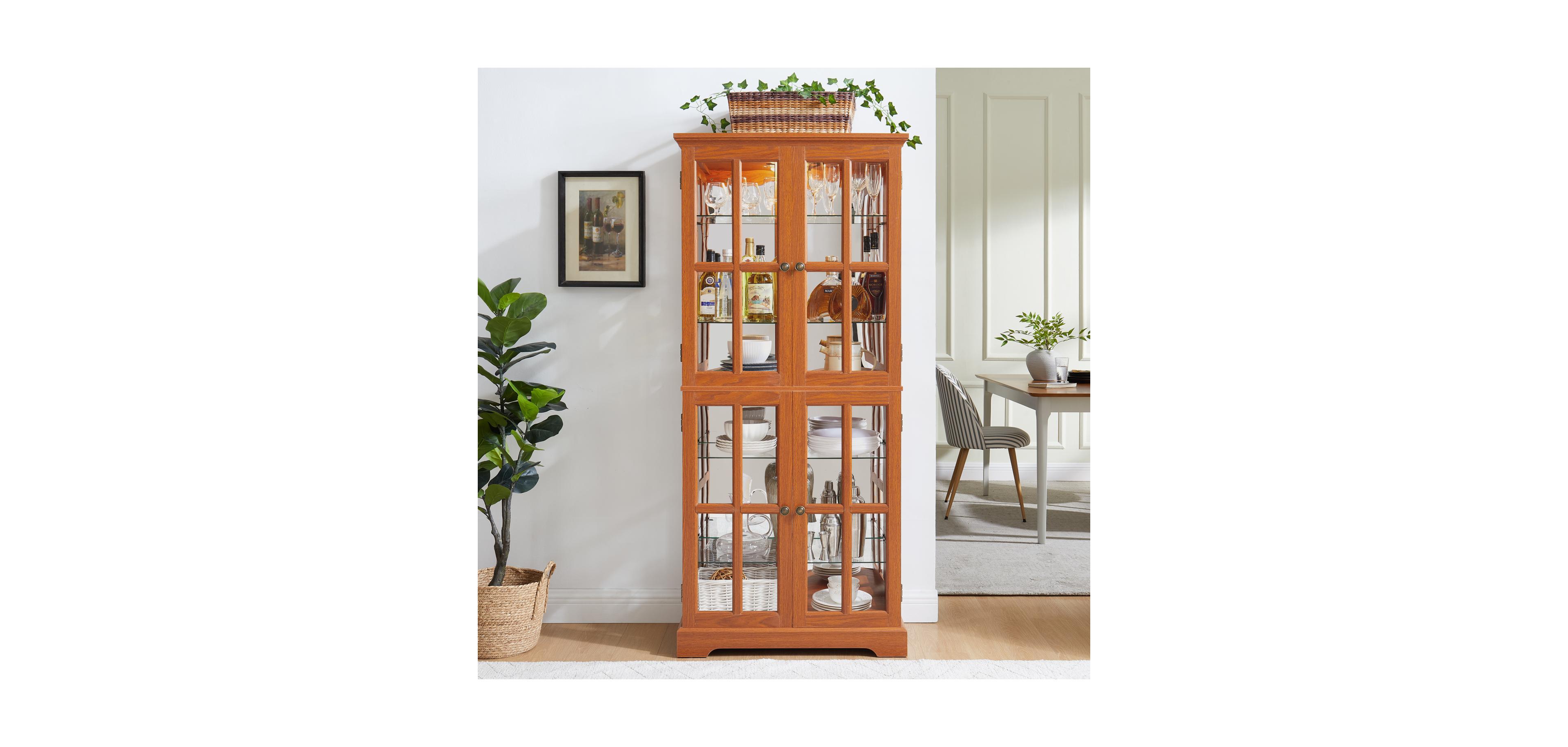 Streamdale Furniture + Dark Oak + Wood/Glass + Adjustable Shelves + Curio Cabinet