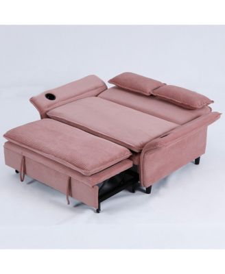 Pink Striped Sofa Bed - Adjustable Arms & Back - 65.74-inch