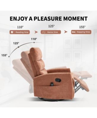  Heat Massage Rocker Recliner Chair, Swivel Fabric