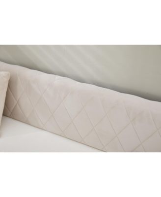  Beige Velvet Daybed - Modern Diamond Grid Design