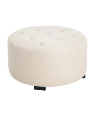 Button Tufted Round Ottoman, Beige, Small version