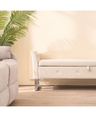 Velvet Storage Bench with Armrests - 67.91" Wide
