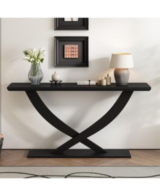 Mira 57" Rustic Console Table with Cross-Legs
