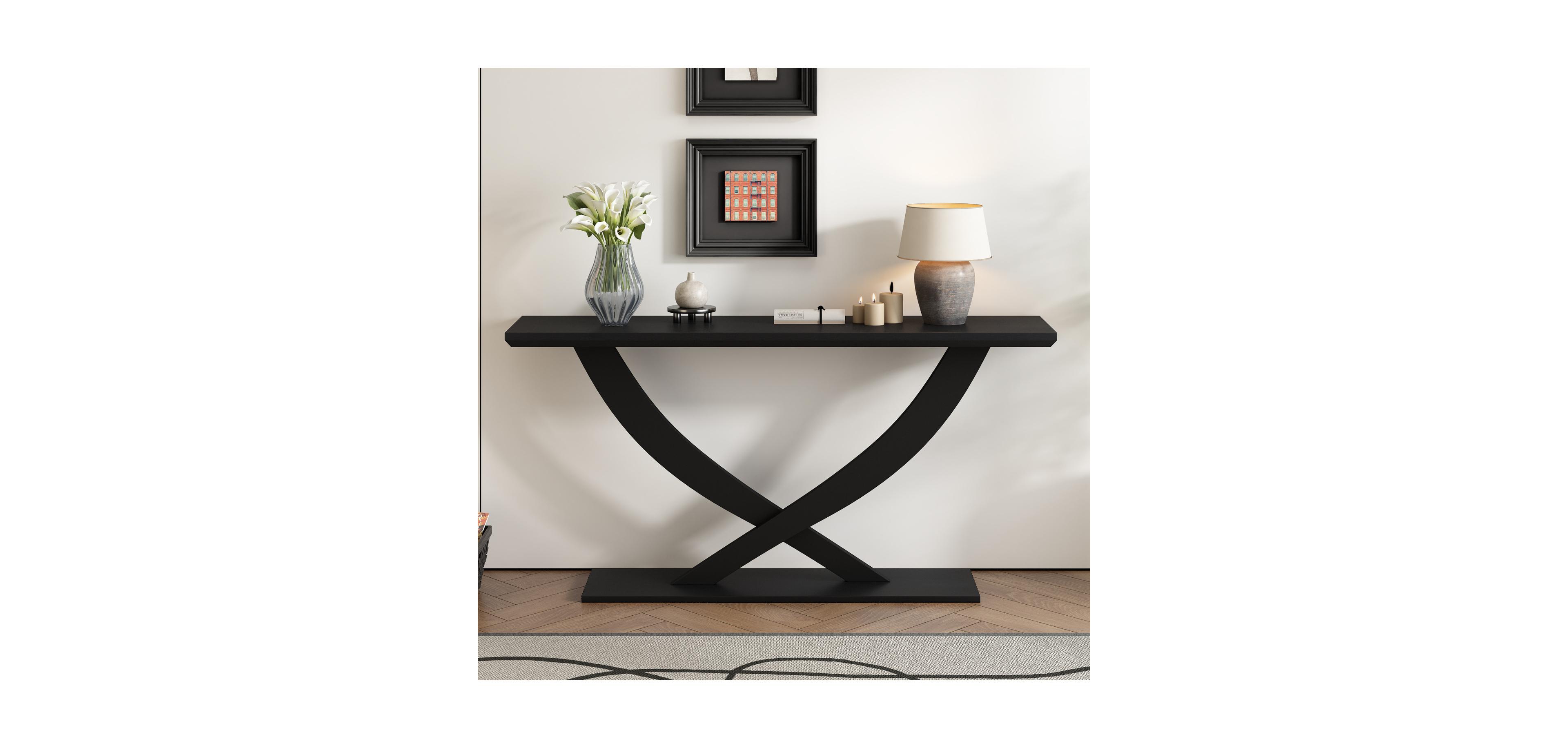Streamdale Furniture Mira 57" Rustic Console Table with Cross-Legs