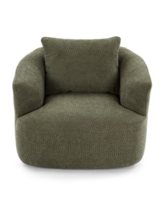 360 Swivel Accent Barrel Chair with Throw Pillow