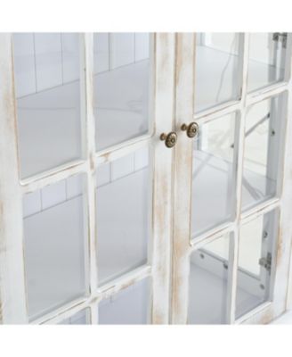 77.5" Vintage Glass Door Display Cabinet