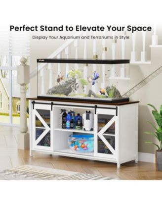 Metal Aquarium Stand with Cabinet - 80 Gallon White