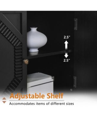 Retro Wooden Sideboard Buffet Cabinet - Black