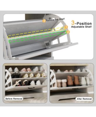 Streamdale Shoe Storage Bench - Flip Drawer & Adjustable Shelf - Antique White