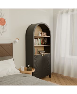Streamdale 61" Arched Bookcase with Door - Black