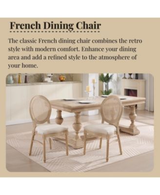 French Country Rattan Back Dining Chairs (Set of 2)