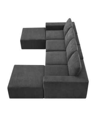 Modular U-Shaped Chenille Sectional Sofa with Ottomans