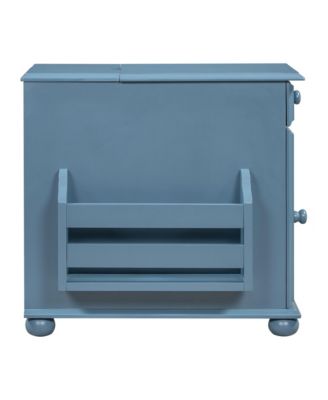 Vintage Flip Top End Table with USB & Drawer