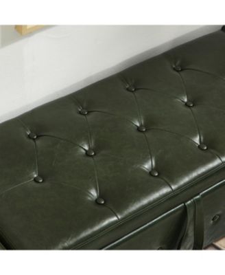Streamdale 48" Storage Ottoman Bench - Tufted Faux Leather - Dark Green