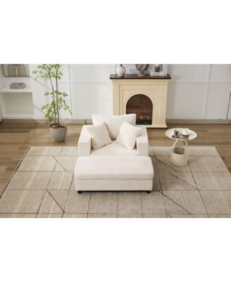 Chaise Lounge Sofa Bed with Ottoman & Pillows