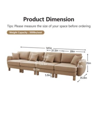 Boucle 4-Seater Sofa, Shell Armrests, Coffee