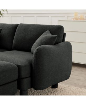 Streamdale Dark Grey Boucle 4-Seater Sofa with Shell Armrests
