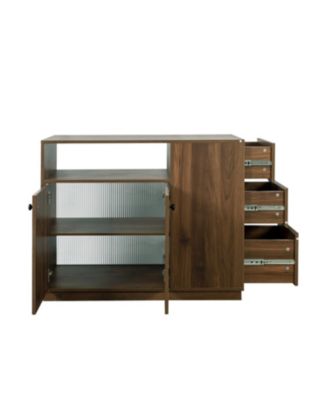 Small Kitchen Sideboard with Glass Doors & Drawers