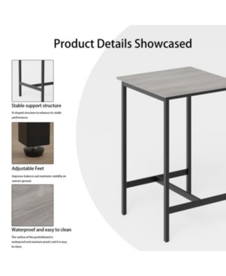 Bar Table Set with 2 Bar stools, Grey, 23.62" W x 23.62" D x 35.43" H