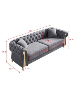 Chesterfield Modern Tufted Velvet Living Room Sofa, 84.25"W Couch.