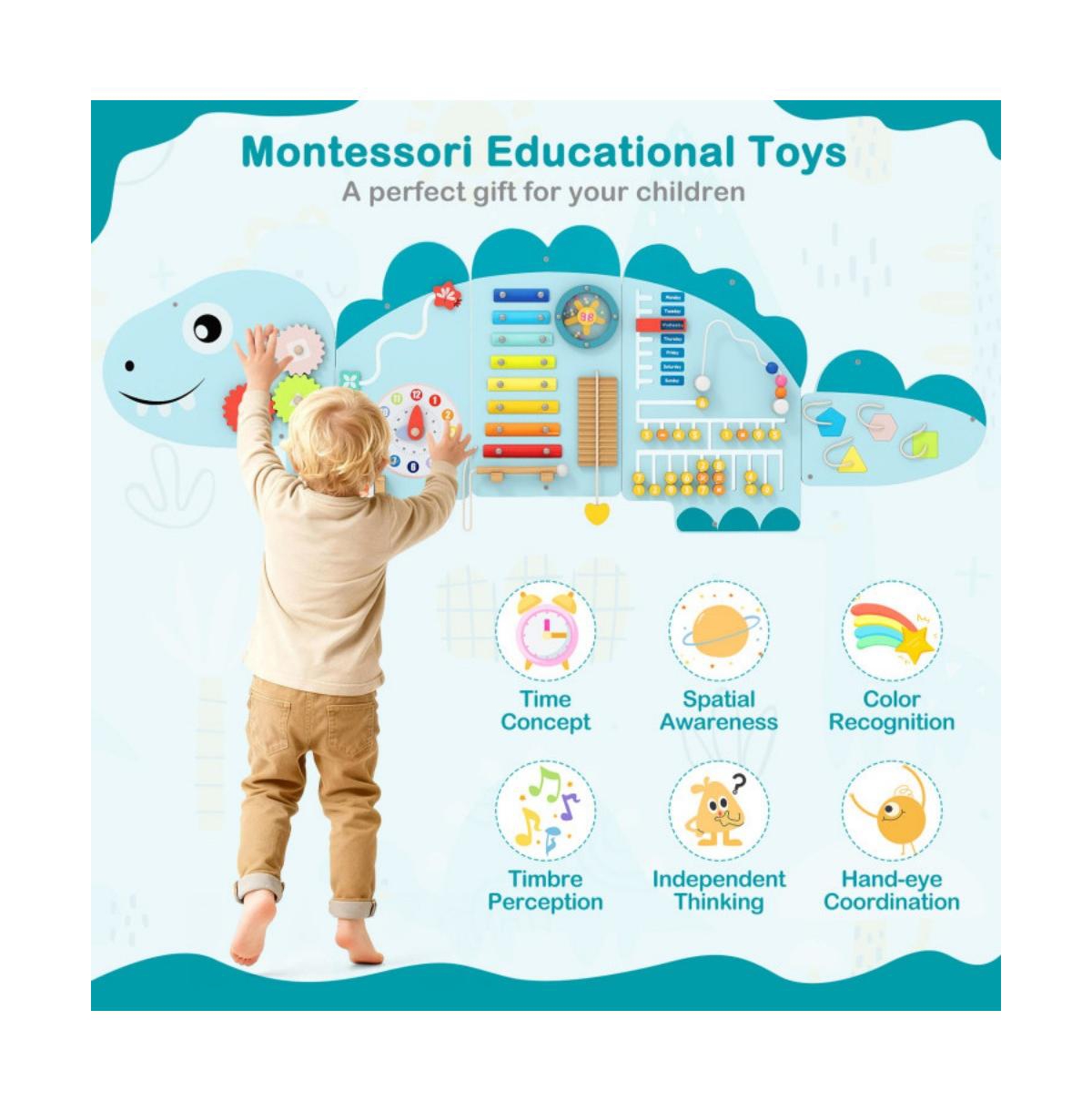 Montessori Wall Activity Board with Sensory Learning Games for Toddlers
