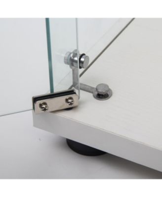 Two Door Glass Cabinet Glass Display Cabinet with 5 Shelves White