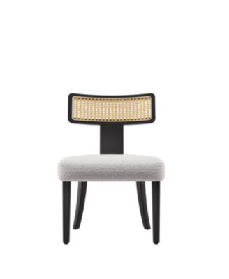 Mid Century Rattan Dining Chairs - Set of 2 Black/Beige