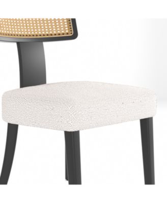 Mid Century Rattan Dining Chairs - Set of 2 Black/Beige