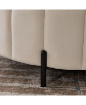 31.5" Beige Velvet Storage Ottoman with Reversible Lid