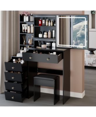 37" LED Mirror Vanity Table with Stool