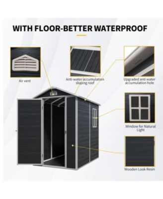 4 ft x 6 ft Outdoor plastic Storage Shed with floor, Black