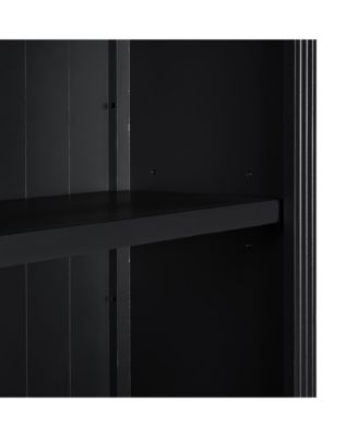 Modern Bookcase with Glass Doors & Drawer - Black