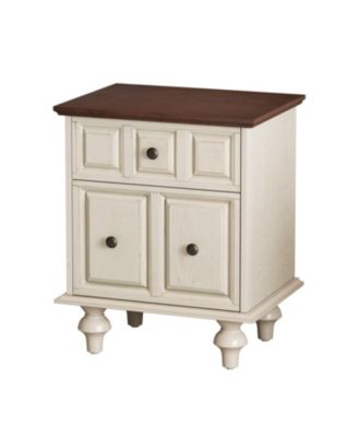 Vintage Nightstand 2 Drawers Roman Legs Solid Wood (Antique White)