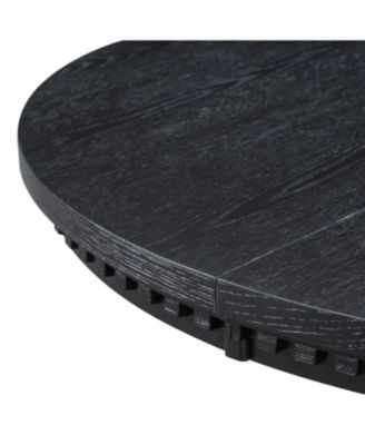  Retro 5-Piece Dining Set - Extendable Round Table & 4 Chairs (Black Oak)