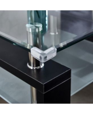  Clear Glass Top Side Table, 24"x24"x24" End Table, Modern Design For Home