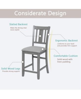 Counter Height Chairs Set of 4, Padded Seat, Gray