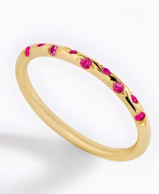 Mint & Lily Dainty Constellation Birthstone Ring in Gold Plated Sterling Silver - July ruby