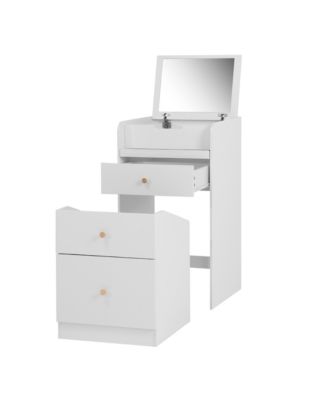  White Vanity Desk with Mirror for Makeup
