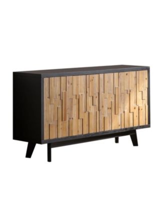  Wood Geometric 4-Door Storage Cabinet