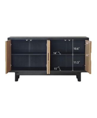  Wood Geometric 4-Door Storage Cabinet