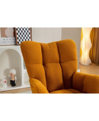 Teddy Fabric Rocking Chair With Adjustable Footrest,Caramel