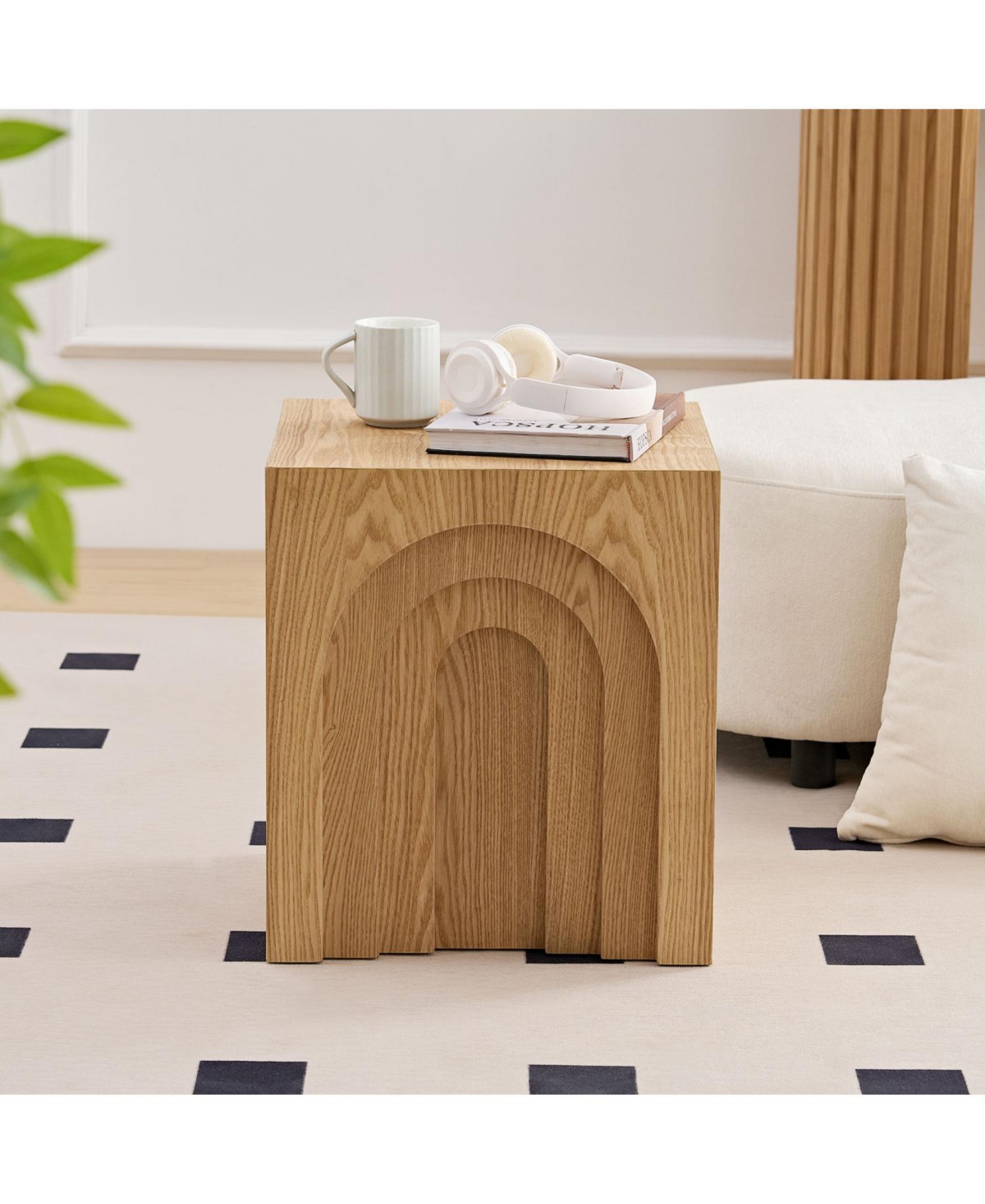 Streamdale Furniture Streamdale 15.74" Square Side Table Small Coffee Table Accent Table Bedside Table for Living Room Bedroom,Nature