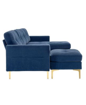 L-Shape Convertible Sectional Sofa with Ottoman