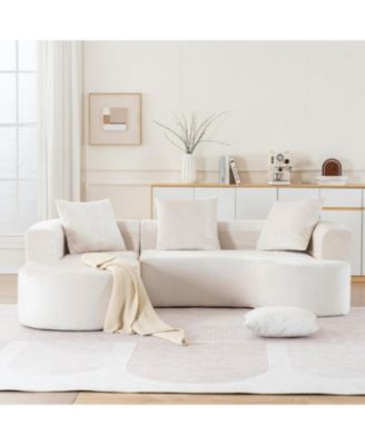 Modular Sectional Sofa L-Shape Chaise Beige Corduroy