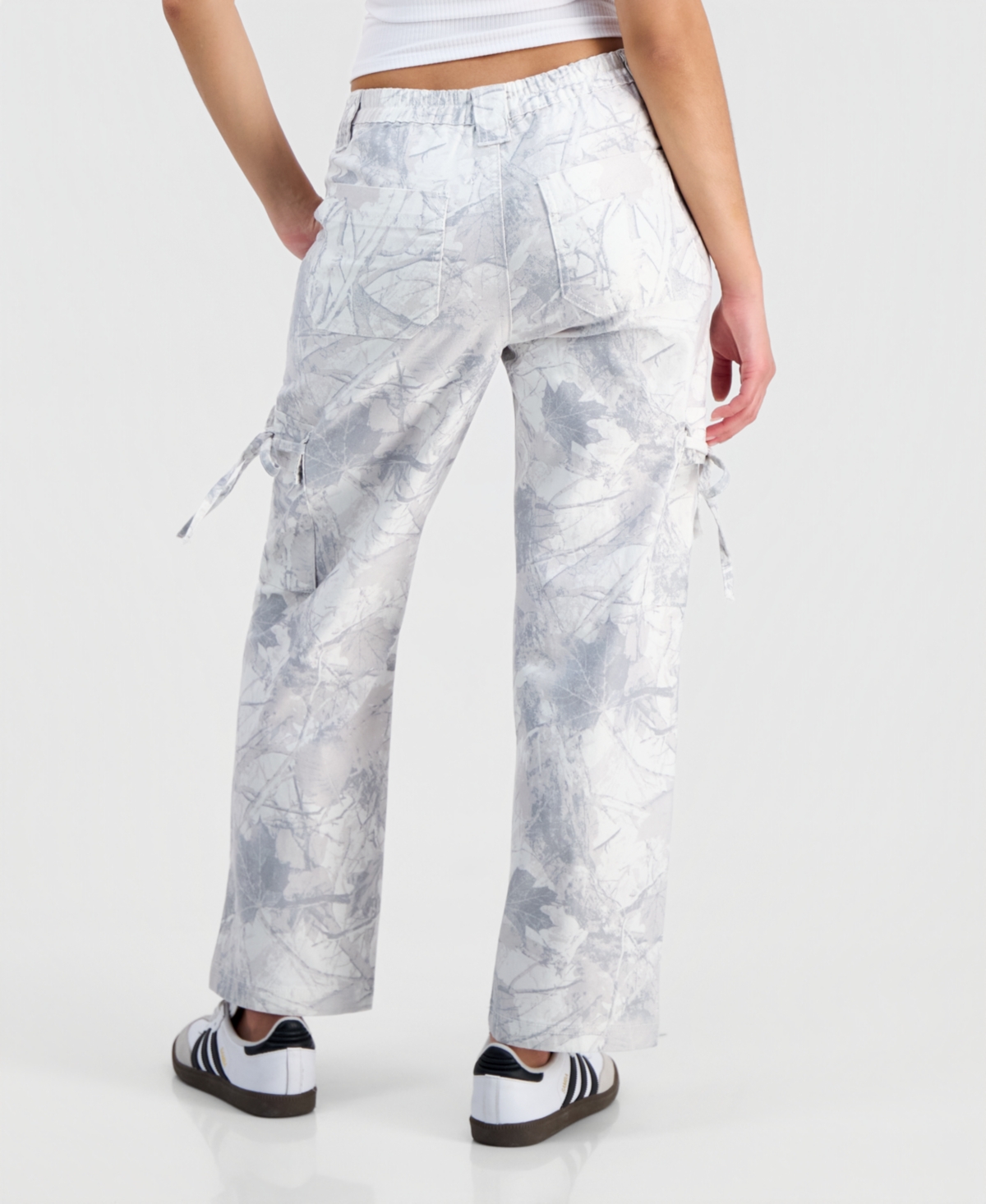 Madden Girl Juniors' Tree Camo Printed Twill Cargo Pants